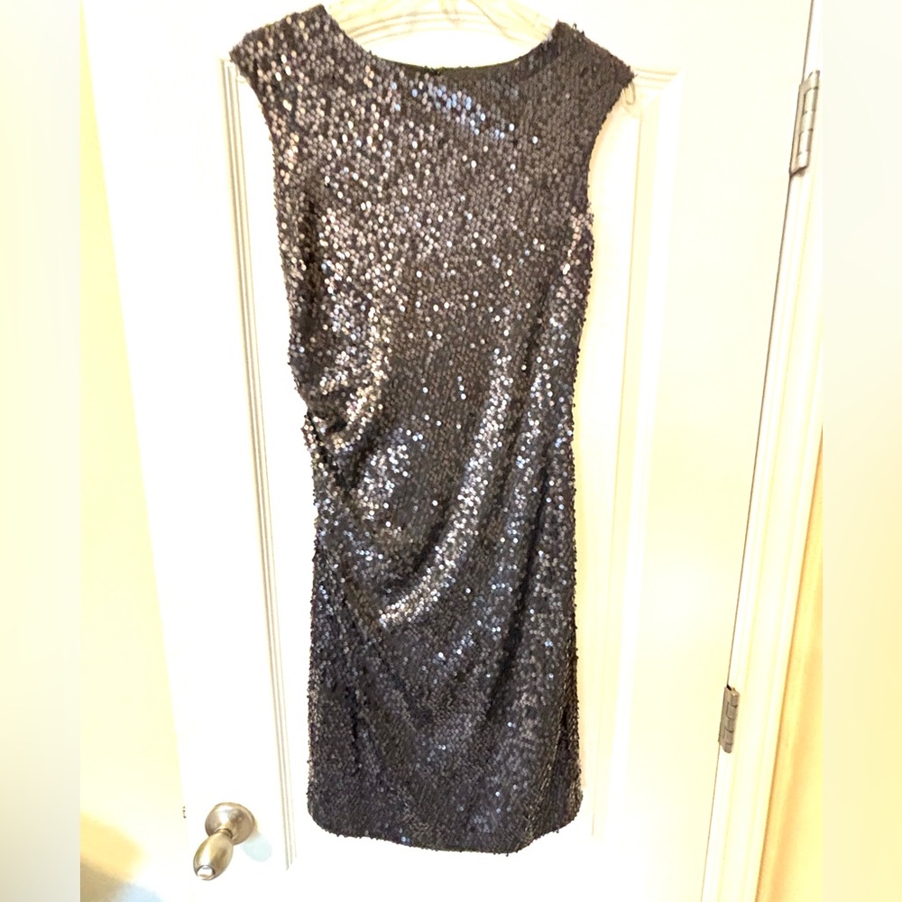NWT David Meister dress 6 medium Sequin open back black dress cocktail LBD Vegas - Picture 9 of 16